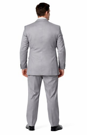 Mens Modern Wool Peak Trim Wedding Tuxedo in Grey