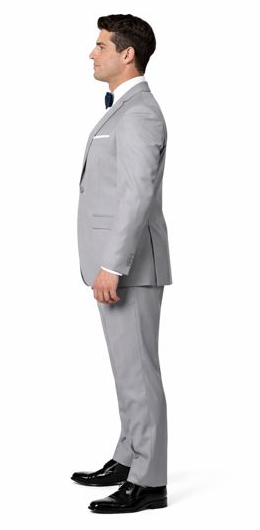 Mens Modern Wool Peak Trim Wedding Tuxedo in Grey