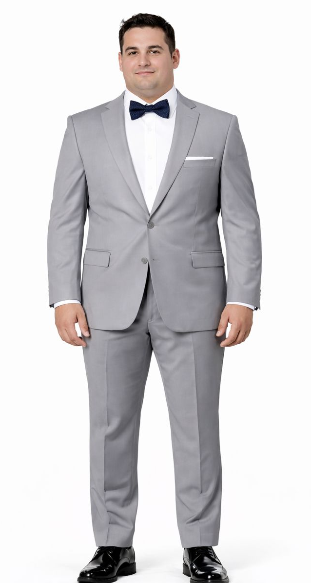 Mens Modern Wool Peak Trim Wedding Tuxedo in Grey