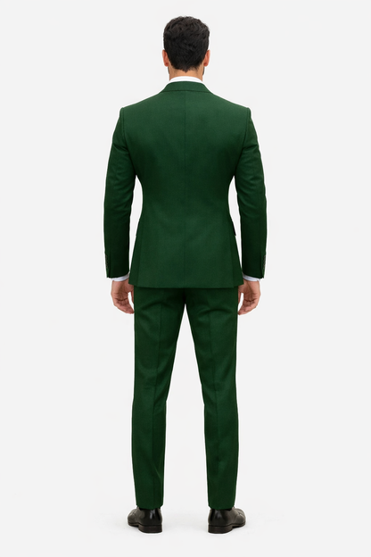 34 Mens One Button Peak Lapel Double Breasted Vest Wool Suit in Hunter Green 34 Mens One Button Peak Lapel Double Breasted Vest Wool Suit in Hunter Green