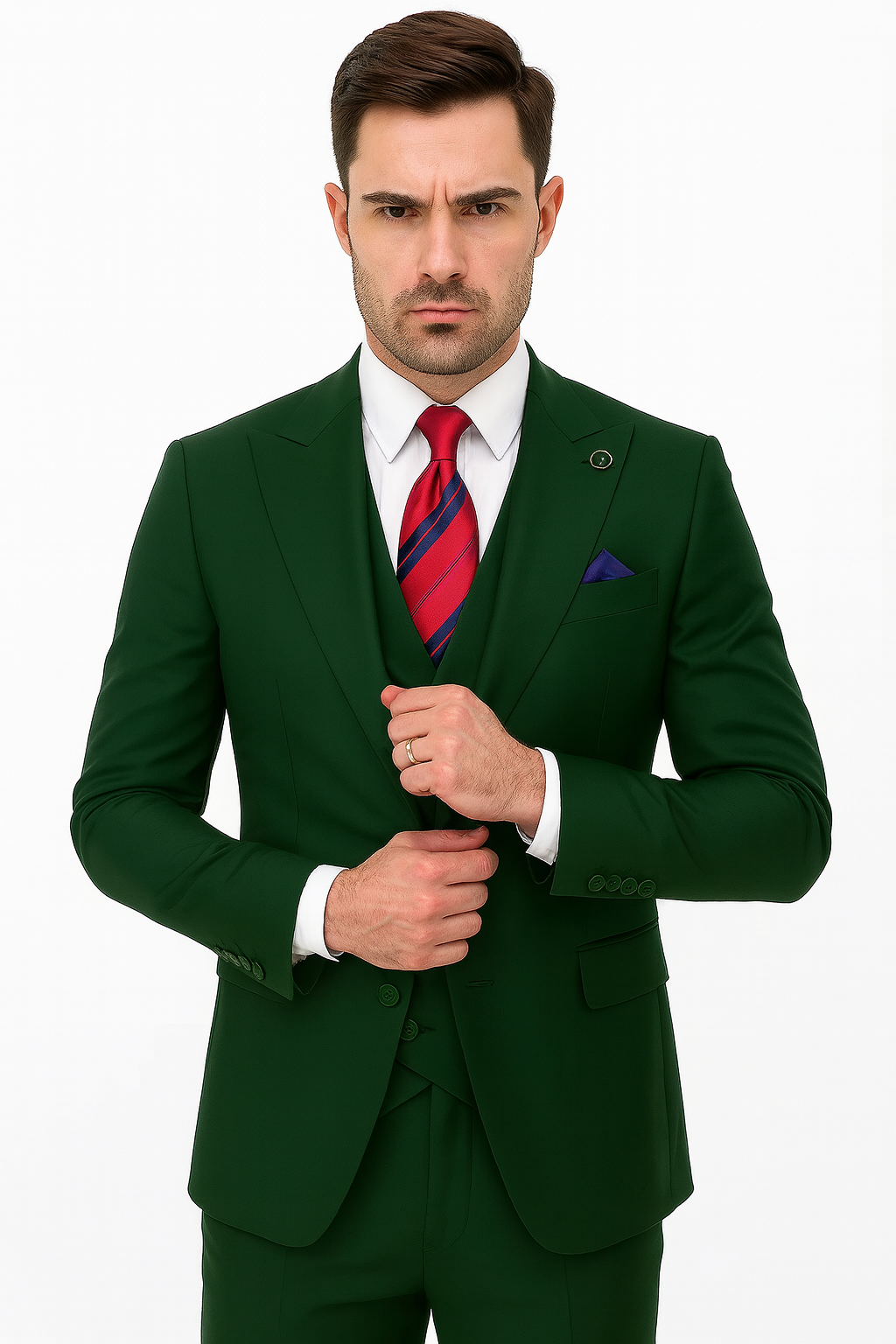 mens-one-button-peak-lapel-double-breasted-vest-wool-suit-in-hunter-green