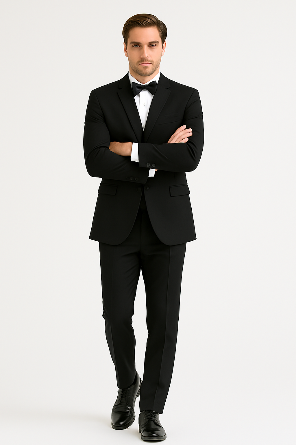 Mens One Button Satin Trim Shawl Tuxedo in Black Wool