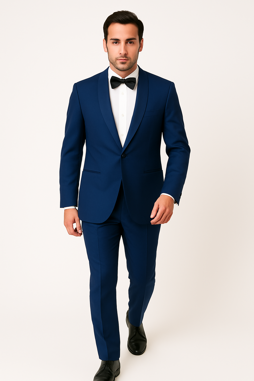Mens One Button Shawl Lapel Tuxedo in Midnight Blue - Mens Slim Fitted Tuxedo