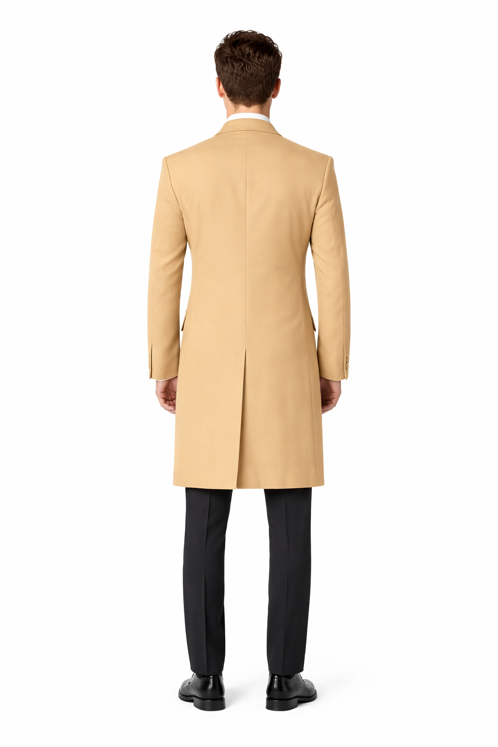 Men's Camel Wool Long Duster-Style Overcoat, Big and Tall, Designer Peacoat for Men Men's Camel Wool Long Duster-Style Overcoat, Big and Tall, Designer Peacoat for Men