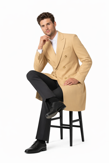 Mens Overcoat - Topcoat For Men - Winter Fabric - Long men's Dress Topcoat - Winter coat ~ Overcoat ~ men's Big And Tall Wool Winter Coats Designer men's Wool Peacoat Sale Duster Style Camel