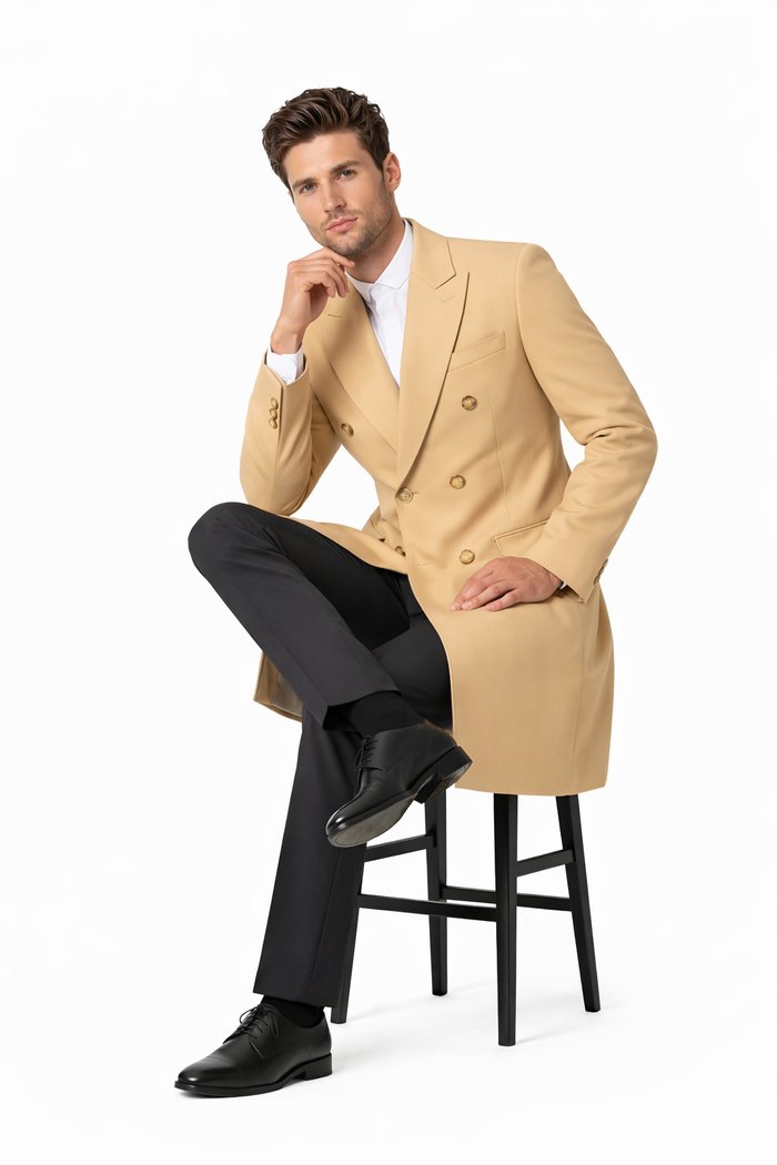 Mens Overcoat - Topcoat For Men - Winter Fabric - Long men's Dress Topcoat - Winter coat ~ Overcoat ~ men's Big And Tall Wool Winter Coats Designer men's Wool Peacoat Sale Duster Style Camel