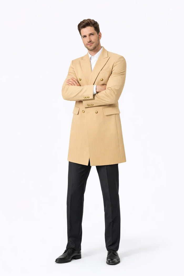 Mens Overcoat - Topcoat For Men - Winter Fabric - Long men's Dress Topcoat - Winter coat ~ Overcoat ~ men's Big And Tall Wool Winter Coats Designer men's Wool Peacoat Sale Duster Style Camel