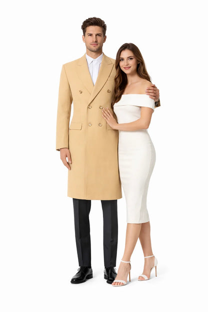Mens Overcoat - Topcoat For Men - Winter Fabric - Long men's Dress Topcoat - Winter coat ~ Overcoat ~ men's Big And Tall Wool Winter Coats Designer men's Wool Peacoat Sale Duster Style Camel