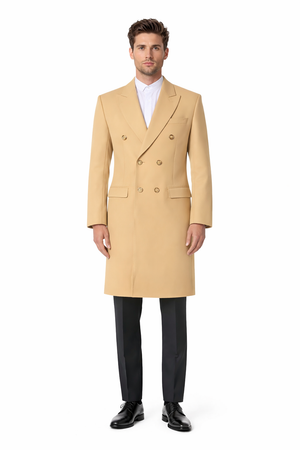 Mens Overcoat - Topcoat For Men - Winter Fabric - Long men's Dress Topcoat - Winter coat ~ Overcoat ~ men's Big And Tall Wool Winter Coats Designer men's Wool Peacoat Sale Duster Style Camel