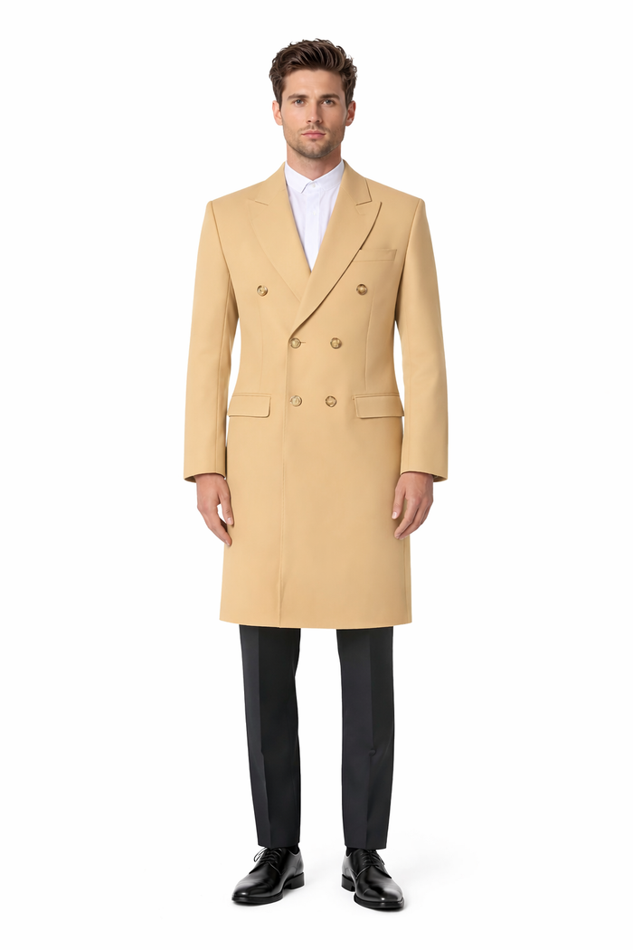 Mens Overcoat - Topcoat For Men - Winter Fabric - Long men's Dress Topcoat - Winter coat ~ Overcoat ~ men's Big And Tall Wool Winter Coats Designer men's Wool Peacoat Sale Duster Style Camel