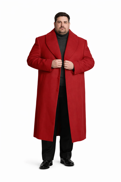 Mens Overcoat - Topcoat For Men - Winter Fabric - Mens Overcoat With Fur Collar - Burgundy Topcoat