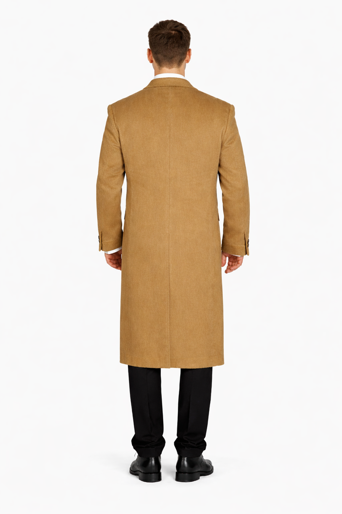 Mens Overcoat - Topcoat For Men - Winter Fabric - Overcoat Long men's Dress Topcoat - Winter coat 4XL 5XL 6XL Camel Big and Tall Large Man ~ Plus Size Three Button