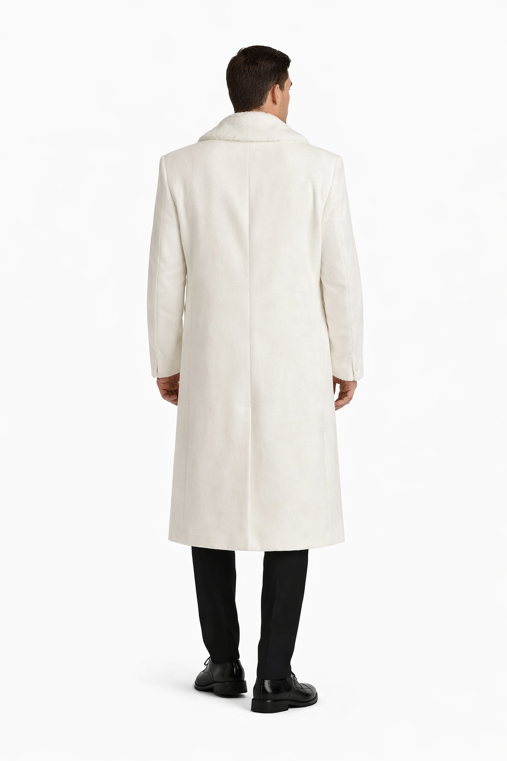 Mens Overcoat With Fur Collar - Off-White Topcoat