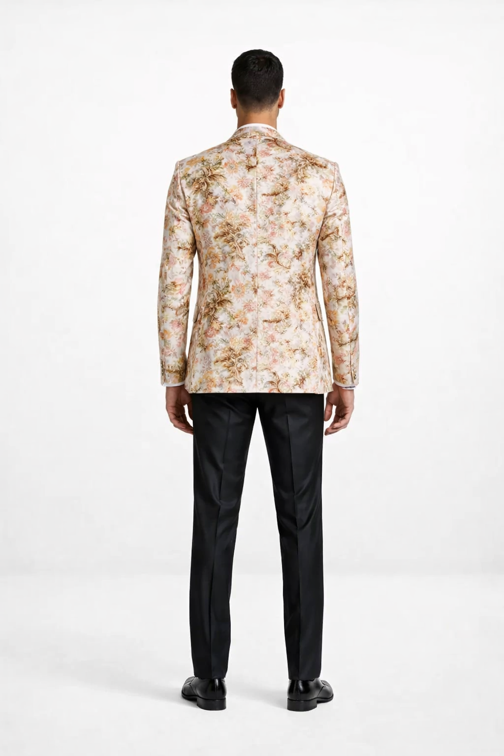 Mens Paisley Shawl Prom Tuxedo Blazer in Peach