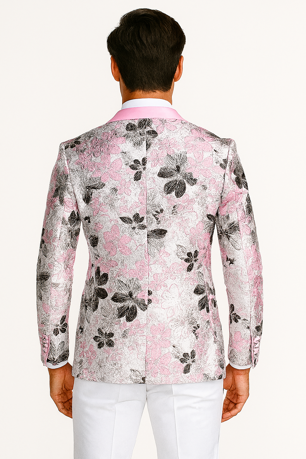 Mens Paisley Shawl Prom Tuxedo Dinner Jacket in Pink