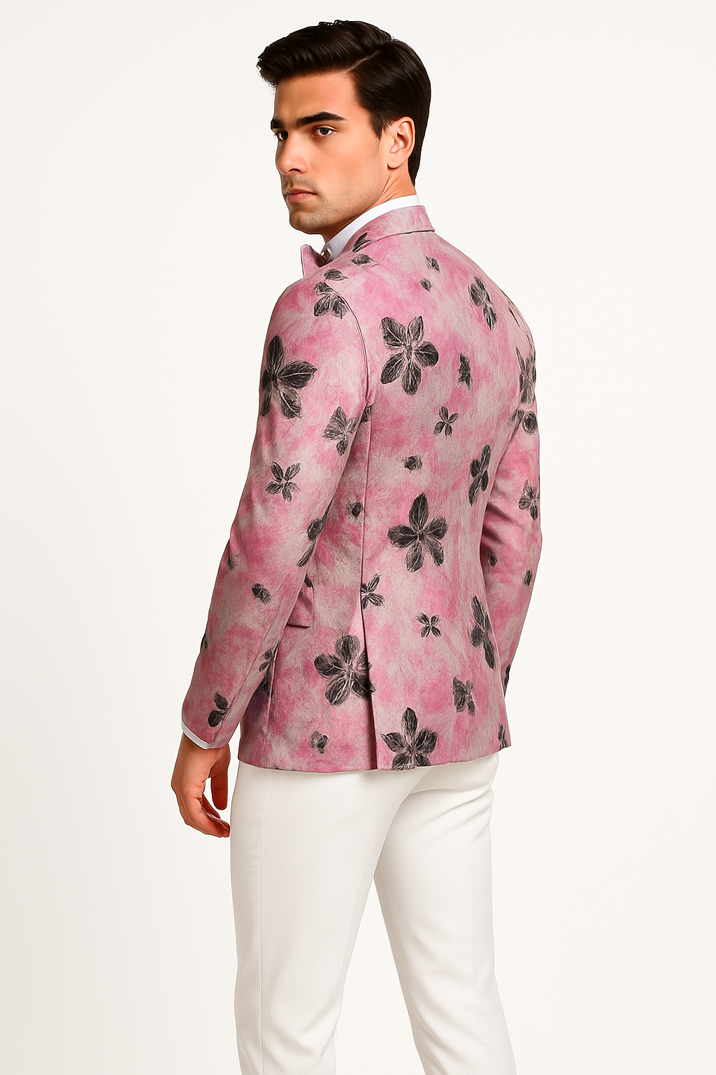 Mens Paisley Shawl Prom Tuxedo Dinner Jacket in Pink