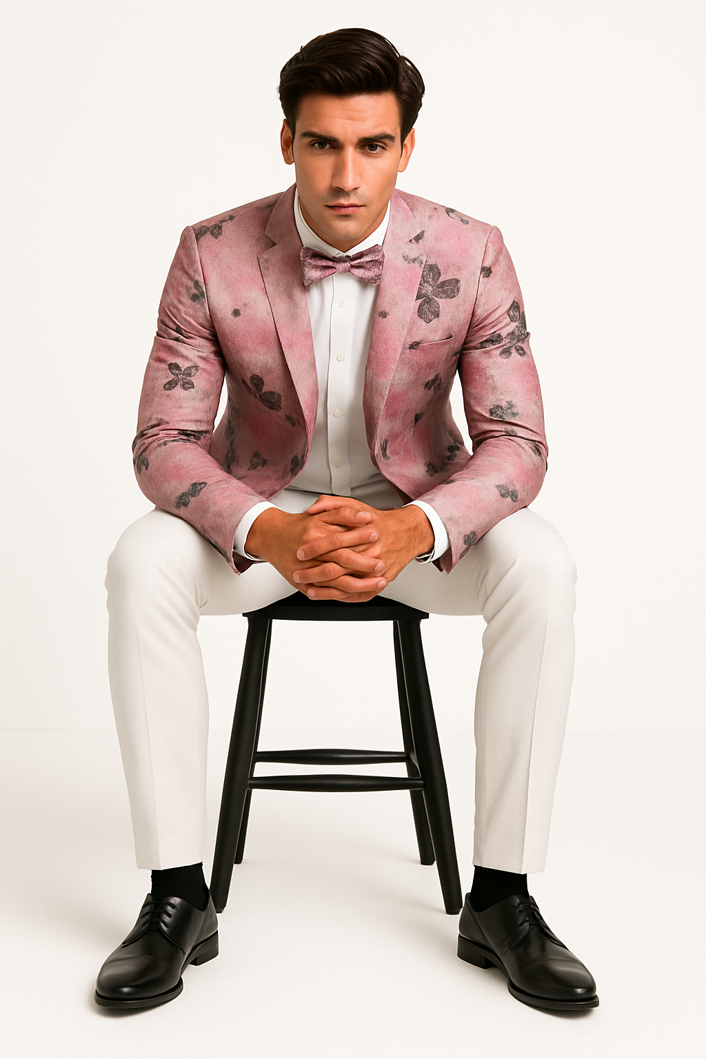 Mens Paisley Shawl Prom Tuxedo Dinner Jacket in Pink