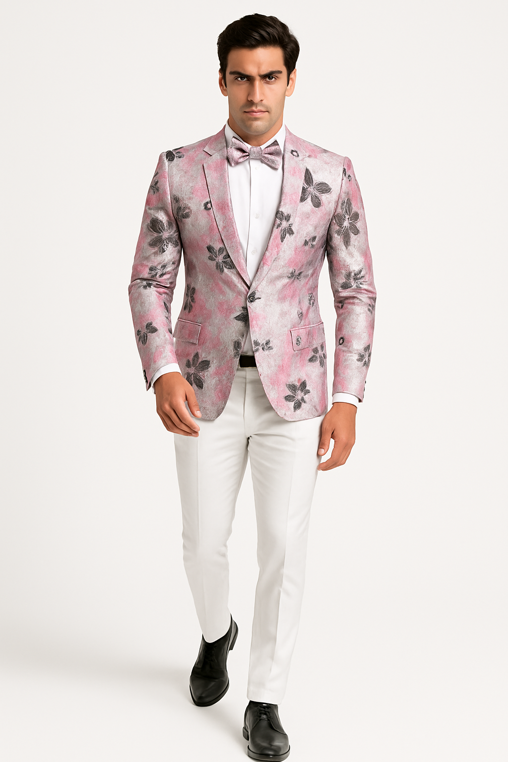 Mens Paisley Shawl Prom Tuxedo Dinner Jacket in Pink