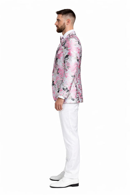 Mens Paisley Shawl Prom Tuxedo Dinner Jacket in Pink