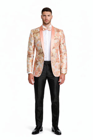 Mens Paisley Shawl Prom Tuxedo Blazer in Peach Peach Prom Tuxedos