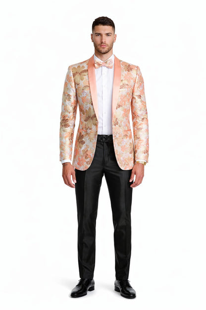Mens Paisley Shawl Prom Tuxedo Blazer in Peach Peach Prom Tuxedos