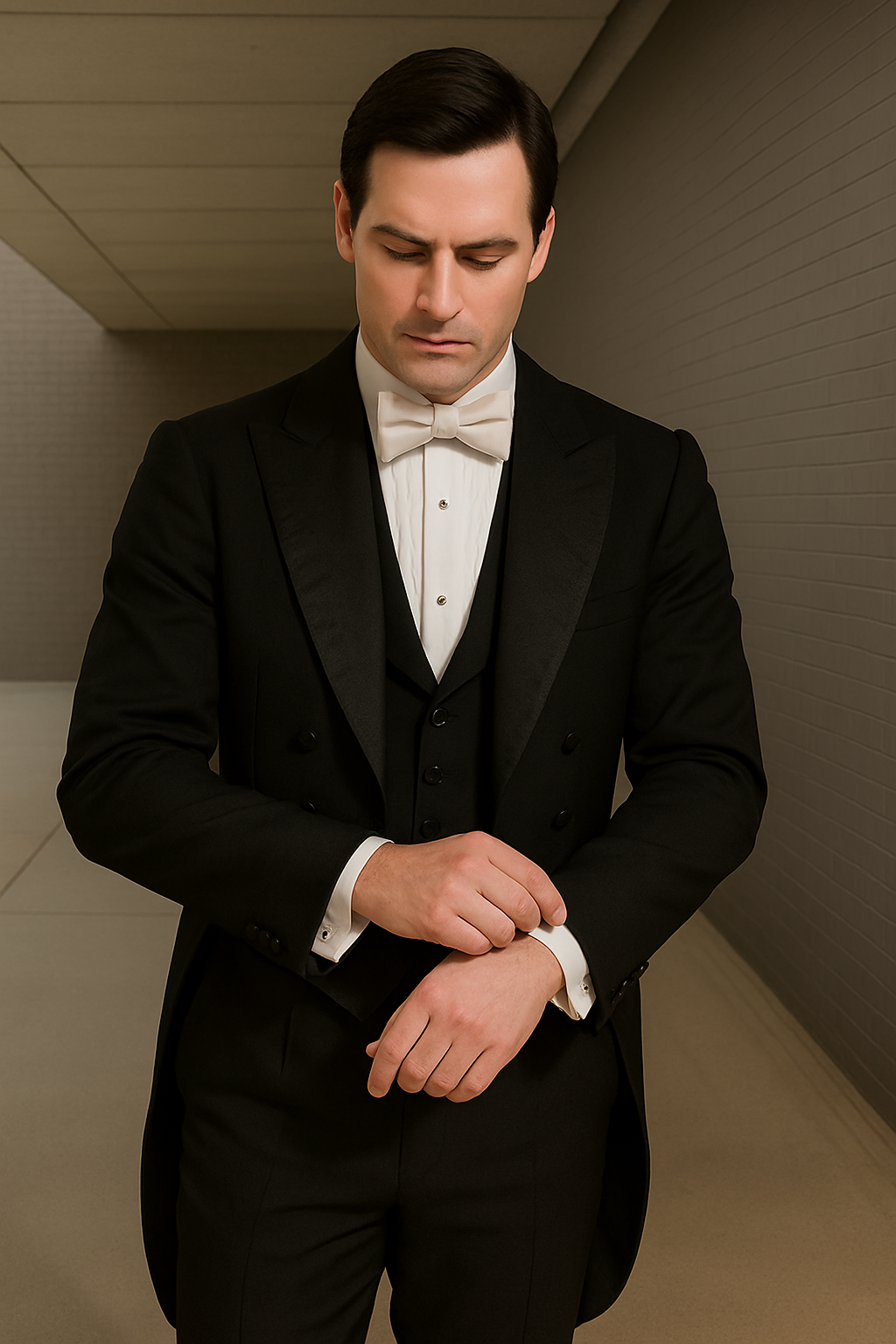 Mens Phantom of The Opera Tail Tuxedo Costume in Black