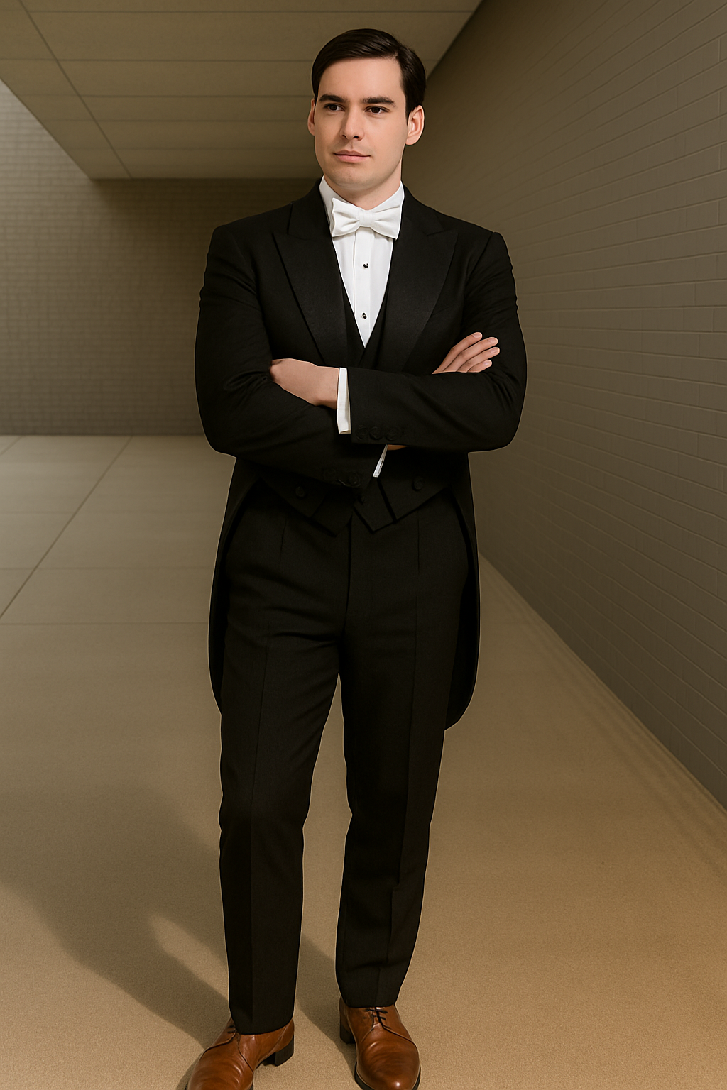 Mens Phantom of The Opera Tail Tuxedo Costume in Black