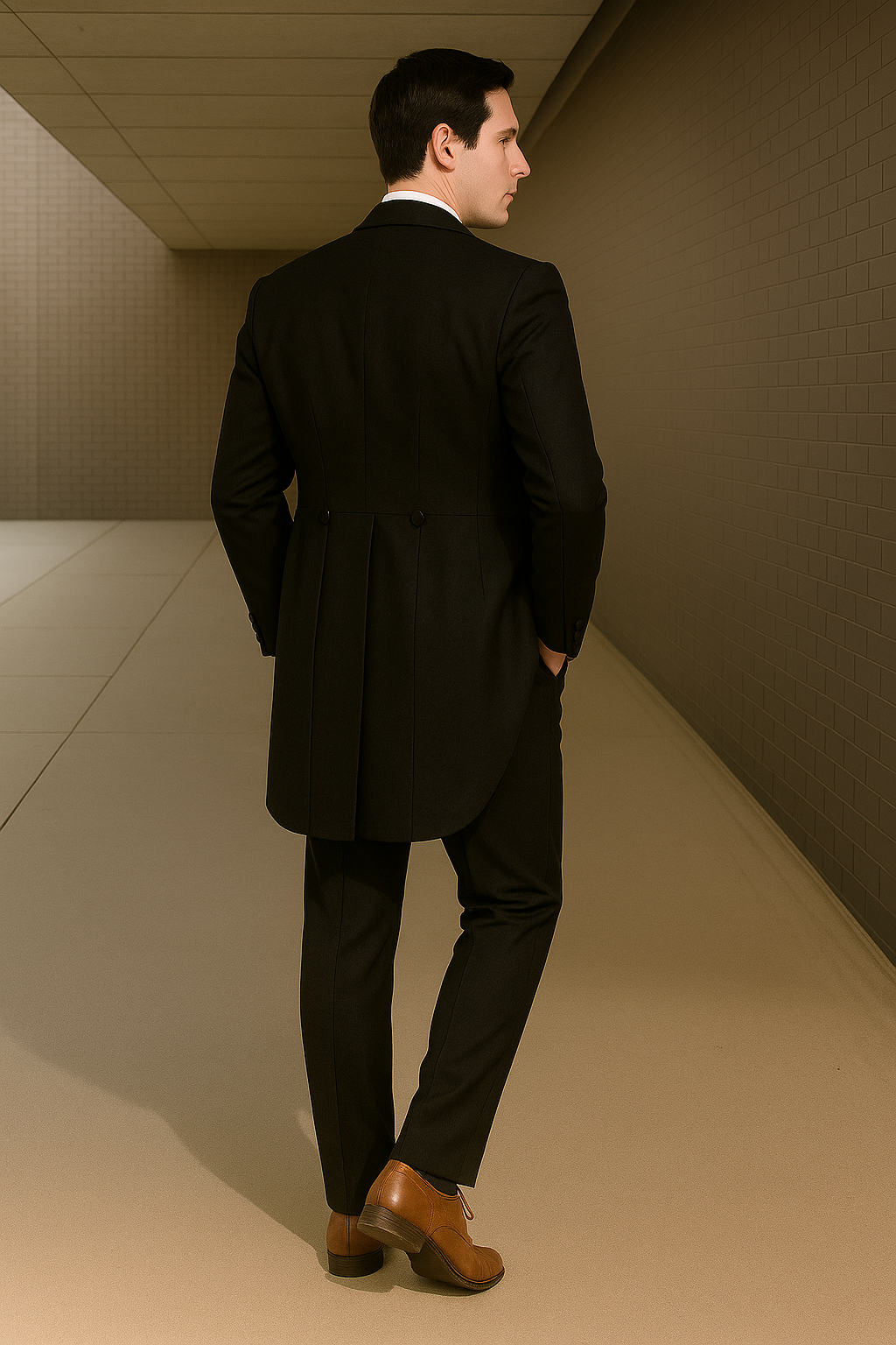 Mens Phantom of The Opera Tail Tuxedo Costume in Black