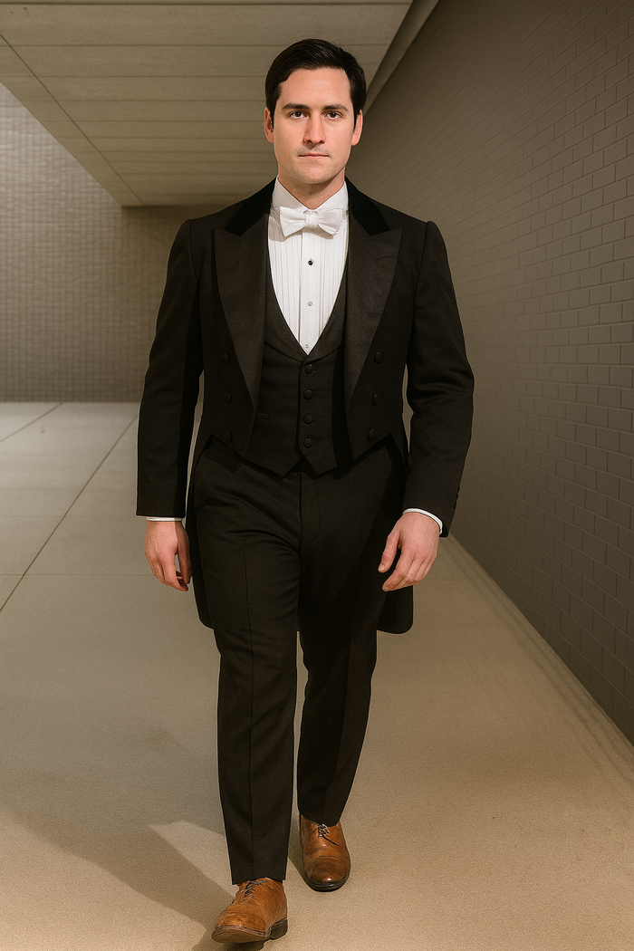 Mens Phantom of The Opera Tail Tuxedo Costume in Black