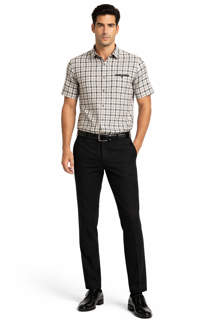 Mens Plaid Walking Suit in black by Dreams by Zacchi  2 Piece Leisure Outfit with Matching Shirt and pant -$99