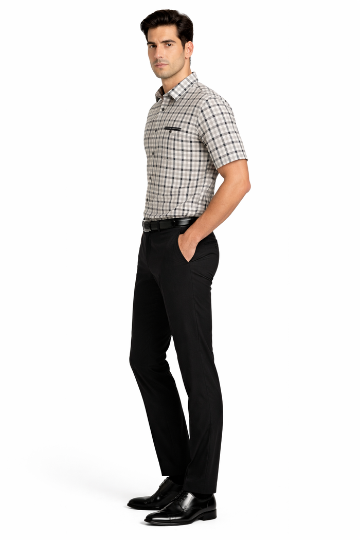 Mens Plaid Walking Suit in black by Dreams by Zacchi  2 Piece Leisure Outfit with Matching Shirt and pant -$99