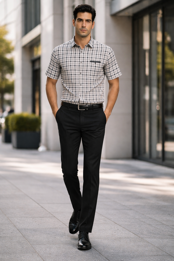 Mens Plaid Walking Suit in black by Dreams by Zacchi  2 Piece Leisure Outfit with Matching Shirt and pant -$99