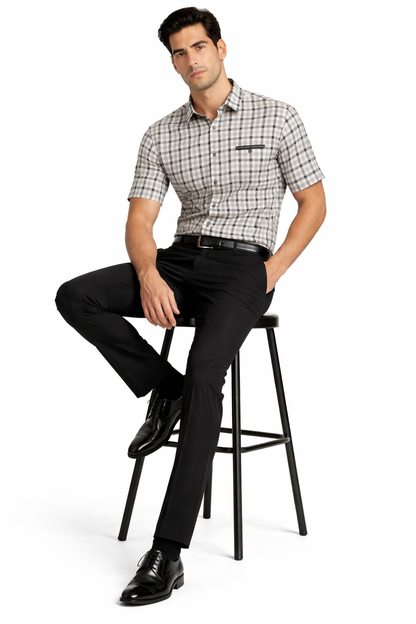 Mens Plaid Walking Suit in black by Dreams by Zacchi  2 Piece Leisure Outfit with Matching Shirt and pant -$99