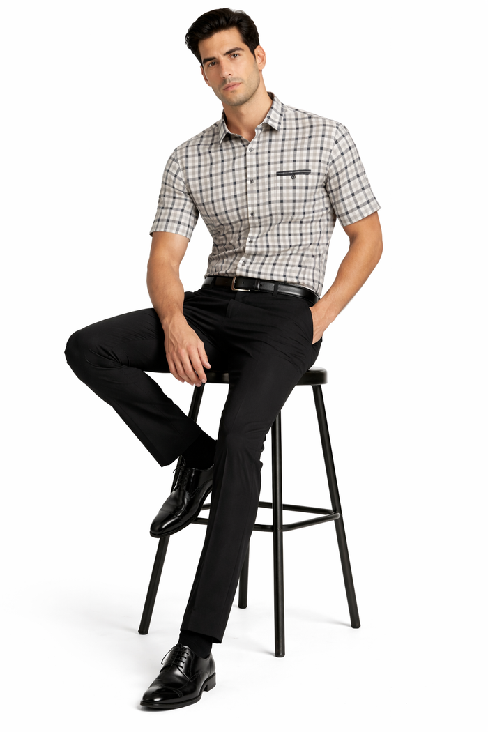 Mens Plaid Walking Suit in black by Dreams by Zacchi  2 Piece Leisure Outfit with Matching Shirt and pant -$99