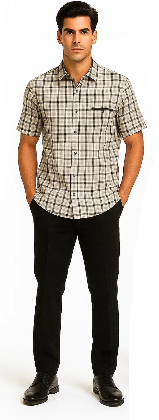 Mens Plaid Walking Suit in black by Dreams by Zacchi  2 Piece Leisure Outfit with Matching Shirt and pant -$99