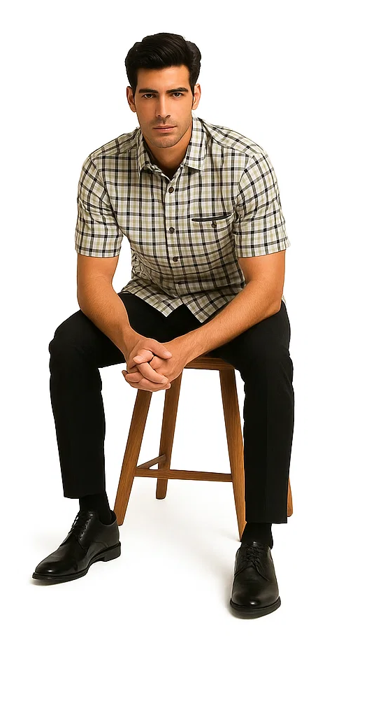 Mens Plaid Walking Suit in black by Dreams by Zacchi  2 Piece Leisure Outfit with Matching Shirt and pant -$99