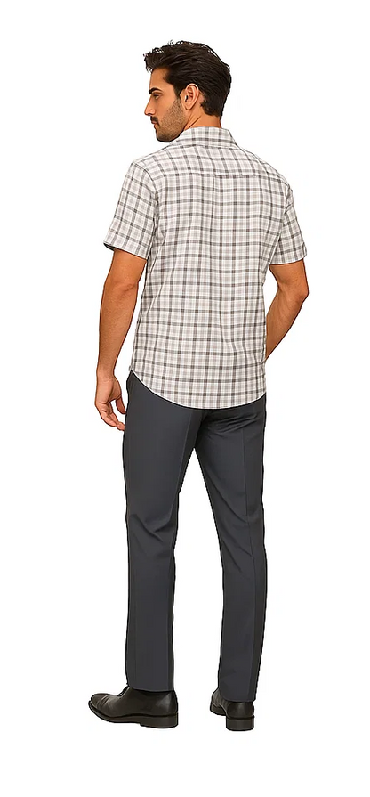 Mens Plaid Walking Suit in grey  by Dreams by Zacchi  2 Piece Leisure Outfit with Matching Shirt and Pants - $99