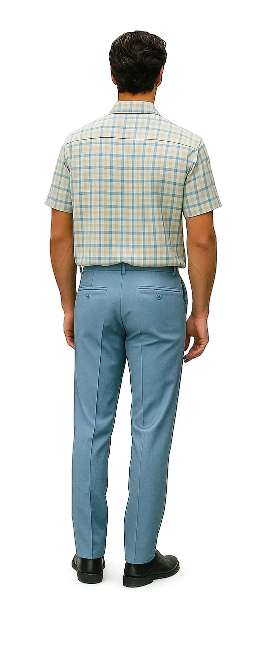 Mens Plaid Walking Suit in Powder Blue by Dreams by Zacchi  2 Piece Leisure Outfit with Matching Shirt and pant - $99