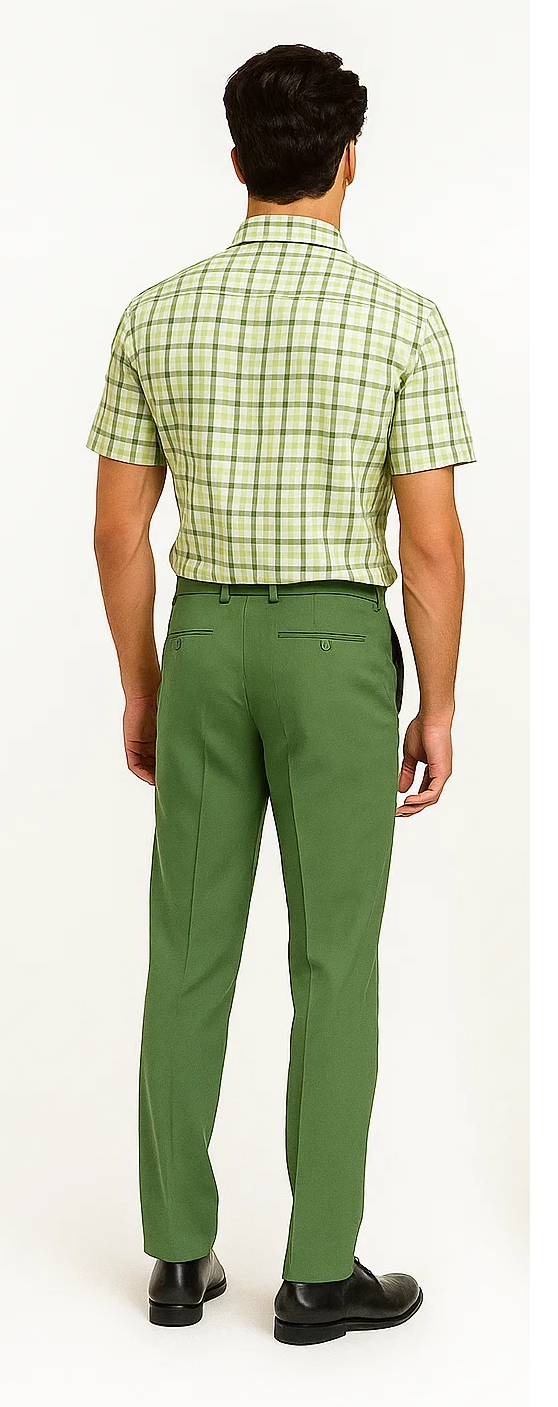 Mens Plaid Walking Suit in Sage by Dreams by Zacchi  2 Piece Leisure Outfit with Matching Shirt and pant - $99