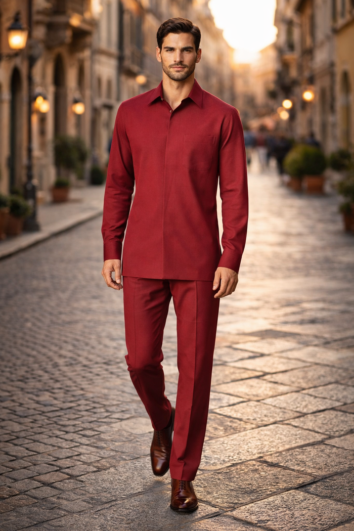 Men's Plain Long Sleeve Casual Walking Suit
