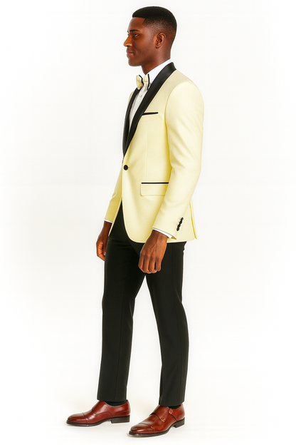 Big And Tall Suit For Men - Jacket  Pants  Bowtie  Pants - Ivory Suit
