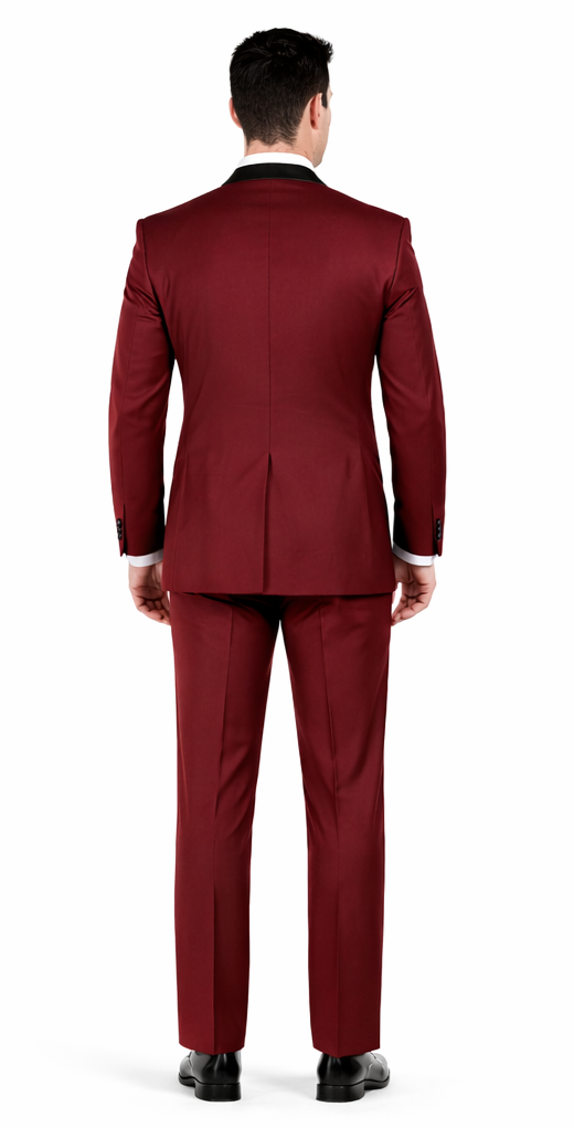 Mens Prom | Wedding Slim Fit Shawl Tuxedo Burgundy