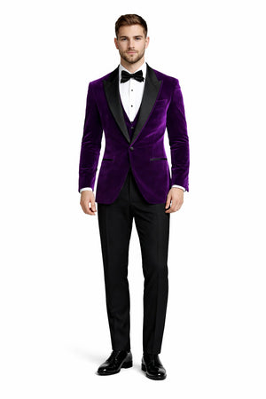 Mens Designer Velvet Tuxedo in Purple Purple Prom Tuxedos