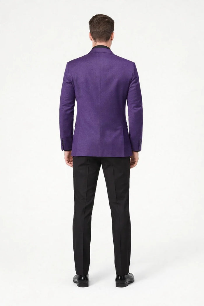 Mens Purple Paisley Tuxedo  3 Piece Suit with Bow Tie and Black Pants | Wedding & Prom Outfit - Slim Fitted