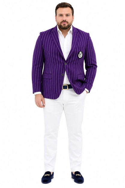Purple pinstripe blazer with white pants suit party blazer