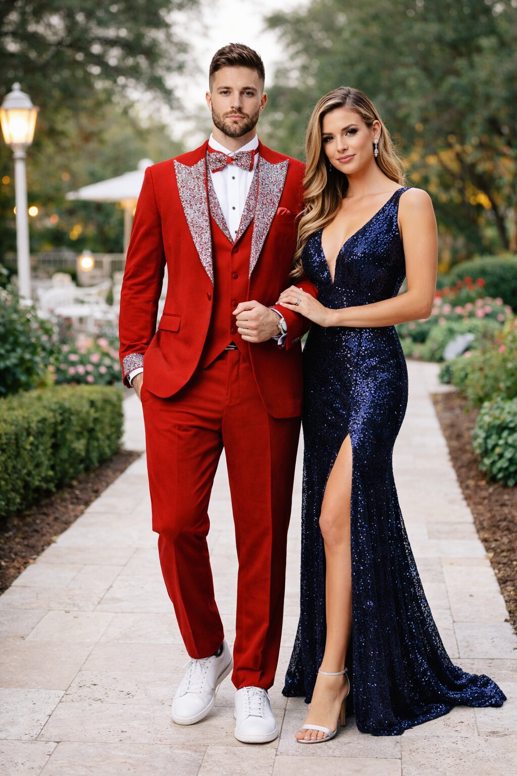 Red Prom Tuxedo - Perfect Wedding Suit Vested Rhinestone sequin Lapelled