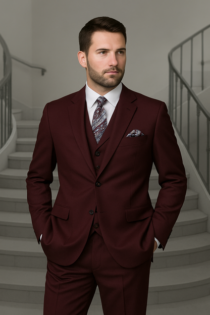 Mens Ron Burgundy Anchorman Vested Suit
