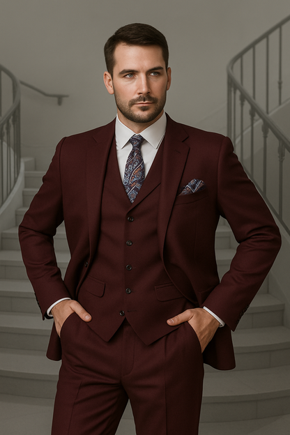 Mens Ron Burgundy Anchorman Vested Suit