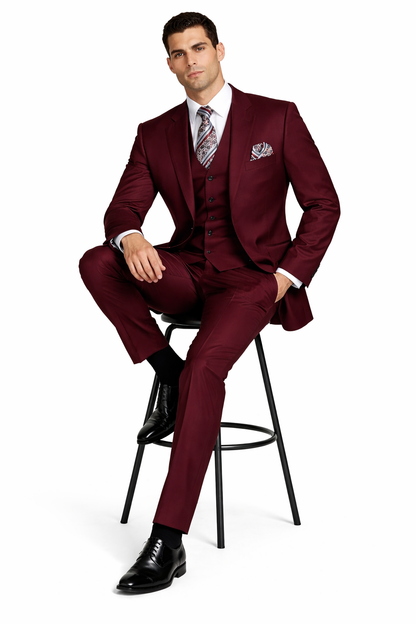 Mens Ron Burgundy Anchorman Vested Suit