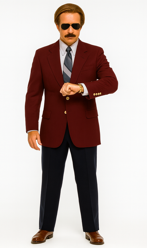 Men's Ron Burgundy Blazer - Classic Burgundy Suit Jacket for Formal